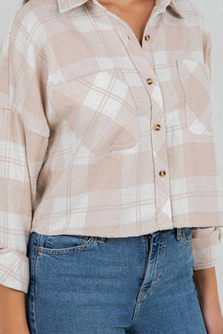 Cropped Oversized Plaid Flannel Shirt - Rise and Redemption