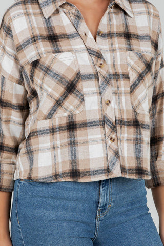 Cropped Oversized Plaid Flannel Shirt - Rise and Redemption