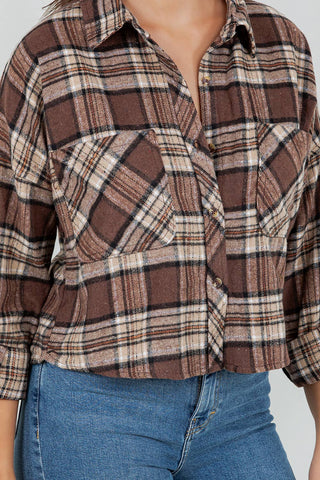 Cropped Oversized Plaid Flannel Shirt - Rise and Redemption