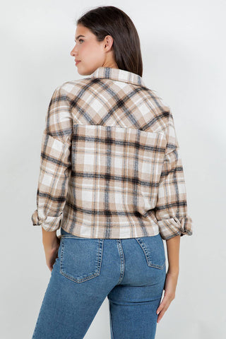 Cropped Oversized Plaid Flannel Shirt - Rise and Redemption