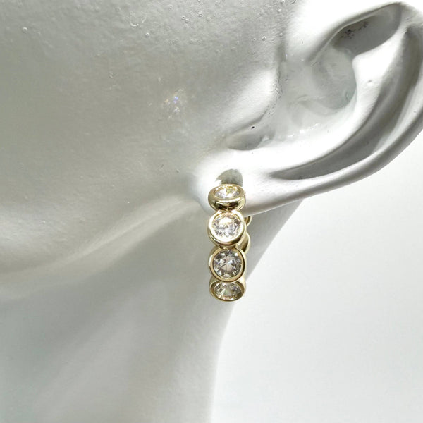 Crystal bezel huggie hoop earrings  - Rise and Redemption