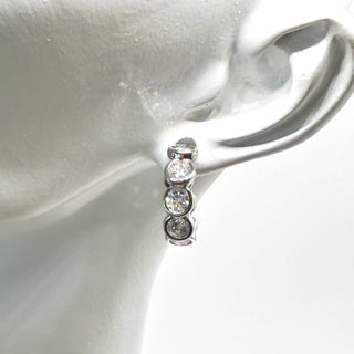 Crystal bezel huggie hoop earrings  - Rise and Redemption
