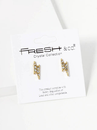 Crystal Pave 14mm Lightning Bolt Stud Earrings - Rise and Redemption