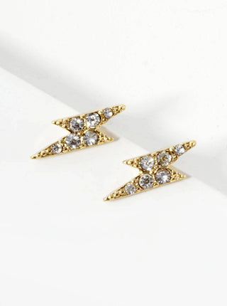 Crystal Pave 14mm Lightning Bolt Stud Earrings - Rise and Redemption