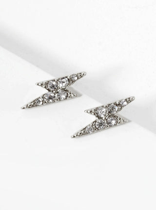 Crystal Pave 14mm Lightning Bolt Stud Earrings - Rise and Redemption