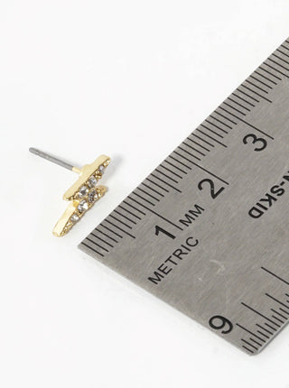 Crystal Pave 14mm Lightning Bolt Stud Earrings - Rise and Redemption