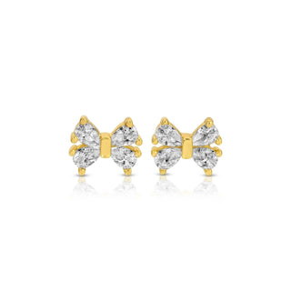 Cubic Zirconia Bow Studs on Velvet Gift Tag - Rise and Redemption
