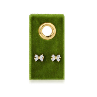 Cubic Zirconia Bow Studs on Velvet Gift Tag - Rise and Redemption