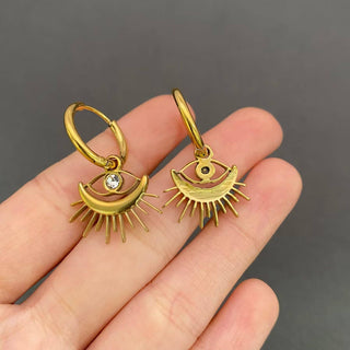 Cubic Zirconia Evil Eye 18K Gold Plated S.Steel Earrings - Rise and Redemption