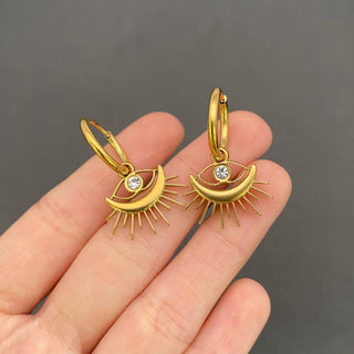 Cubic Zirconia Evil Eye 18K Gold Plated S.Steel Earrings - Rise and Redemption