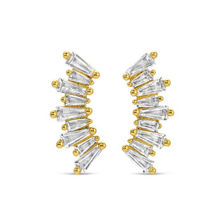 Curved Baguette Studs On Velvet Tag - Rise and Redemption