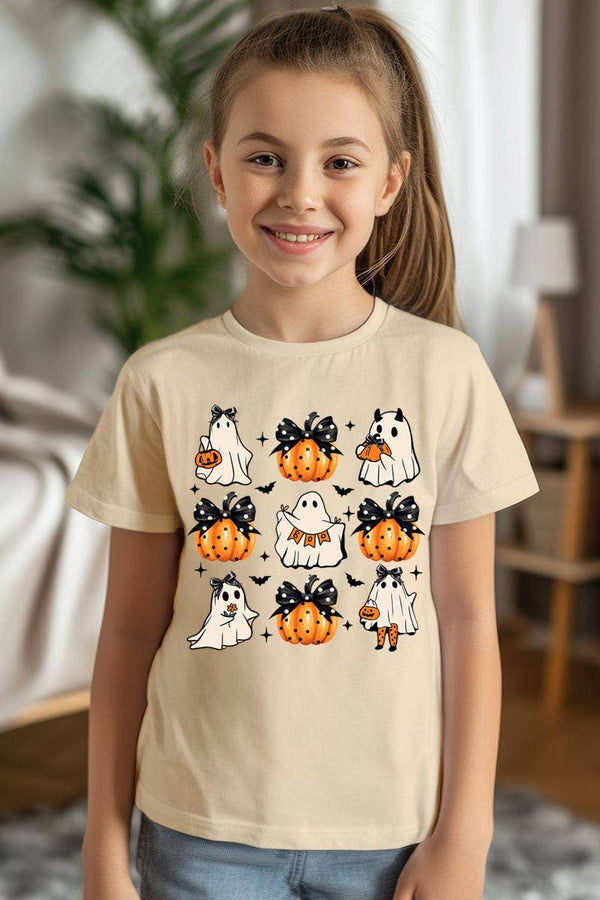 Cute Ghost Fall Pumpkin Kids Graphic T Shirts - Rise and Redemption