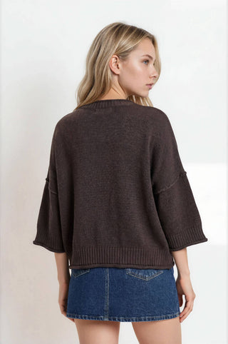 Exposed Seam Drop Shoulder Knit