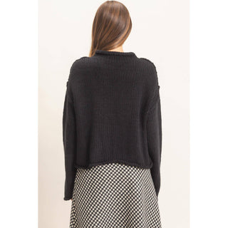 Rolled Collar Loose Knit Sweater