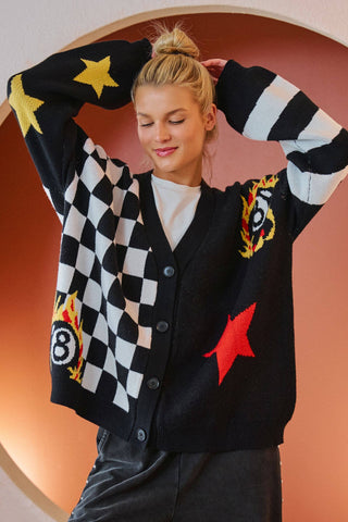 Magic 8 Checkmate Cardigan