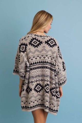 Aztec Soft Knit cardigan with Tribal Print