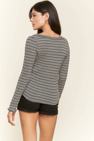 Long Sleeve Striped Ruffle Knit