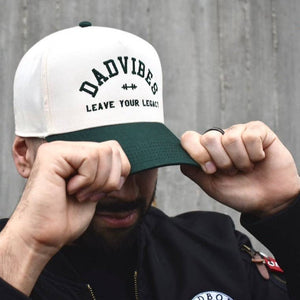 DadVibes 5 Panel Hat (Cream/Green) - Rise and Redemption