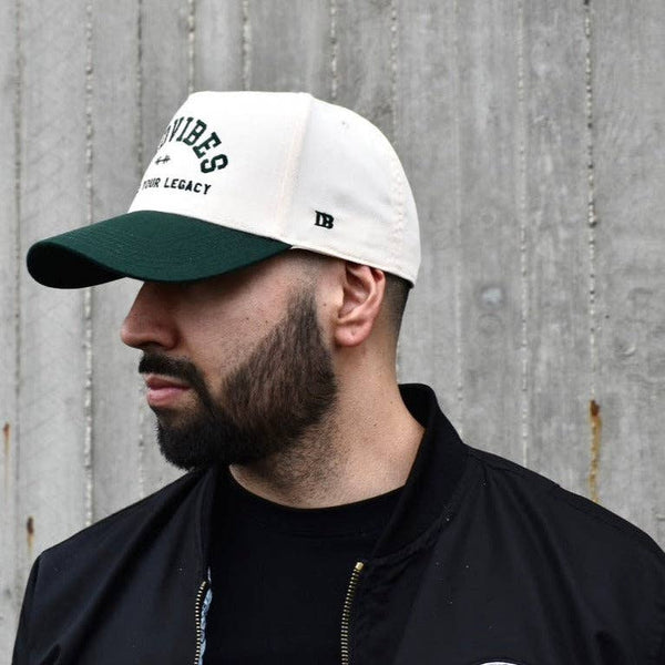 DadVibes 5 Panel Hat (Cream/Green) - Rise and Redemption