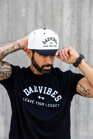 DadVibes FLAT Bill SnapBack (Cream/Black) - Rise and Redemption