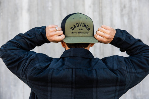 DadVibes FLAT Bill SnapBack (Olive/Black) - Rise and Redemption