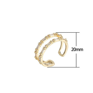 Dainty Double Band Baguette Gold Open Ring Stacking jewelry O-983 - Rise and Redemption
