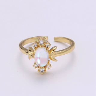 Dainty Monstone Ring Celestial Ring Minimalist Crystal Ring Statement Ring Adjustable Ring Stacking Ring Girlfriend Gift R-340 - Rise and Redemption