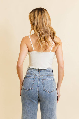 Daisy Embroidered Ribbed Lettuce Edge Brami - Rise and Redemption