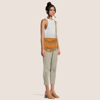 Dallas Classic Vegan Leather Western Fringe Crossbody Bag - Rise and Redemption