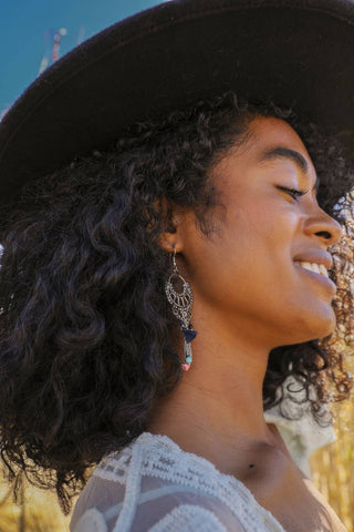 Dangling Rose Quartz and Fringe Earring - Rise and Redemption