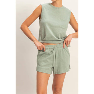 Cotton Drawstring Pocket Shorts
