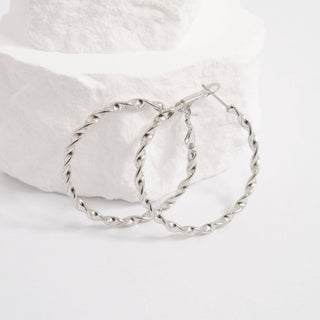 18K Gold Stainless Steel Twist Hoop Earrings