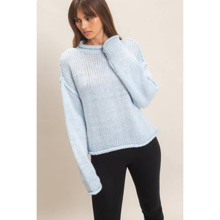 Rolled Collar Loose Knit Sweater