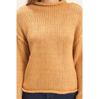 Rolled Collar Loose Knit Sweater