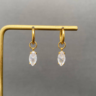 Zircon 18K Gold Plated S.Steel Huggie Earrings