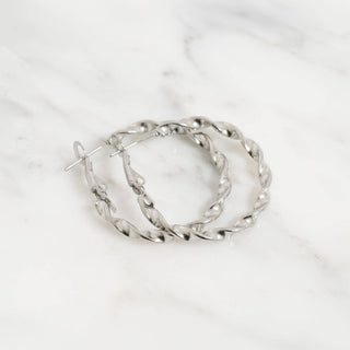 18K Gold Stainless Steel Twist Hoop Earrings