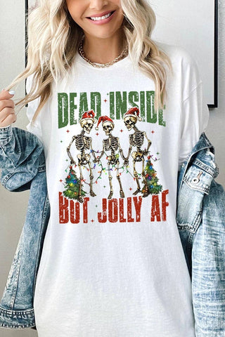 Dead Inside But Jolly AF Skeleton Heavyweight Tee - Rise and Redemption