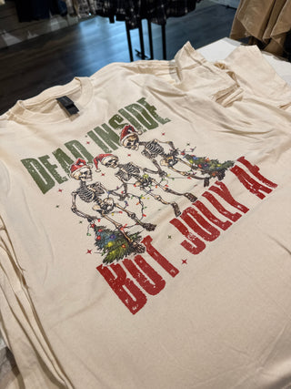 Dead Inside But Jolly AF Skeleton Heavyweight Tee - Rise and Redemption