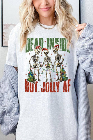 Dead Inside But Jolly AF Skeleton Heavyweight Tee - Rise and Redemption