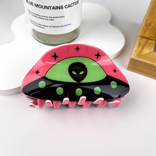 Cute cartoon UFO alien hair claw clip