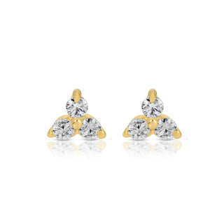 Delicate Triple Cluster Stud Earrings on Red Velvet Tag - Rise and Redemption