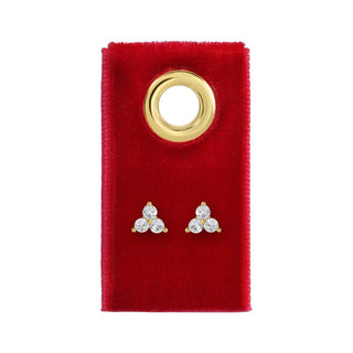 Delicate Triple Cluster Stud Earrings on Red Velvet Tag - Rise and Redemption