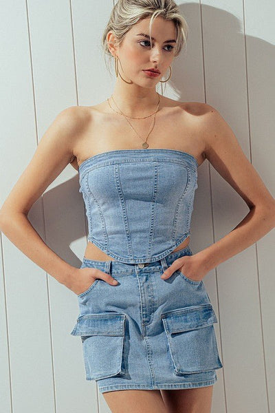 Denim Strapless Top - Rise and Redemption