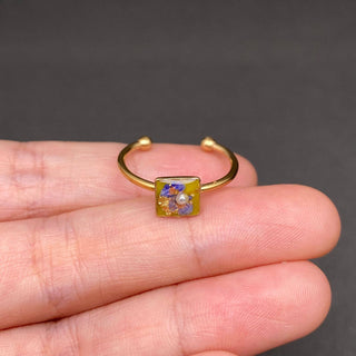 Dried Flower Geometric 18K Gold Plated Ring - Rise and Redemption