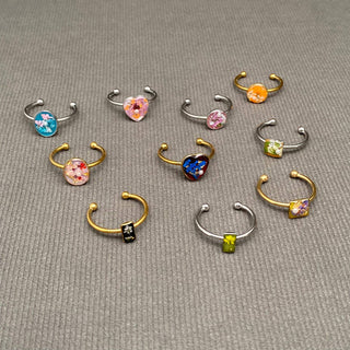 Dried Flower Geometric 18K Gold Plated Ring - Rise and Redemption