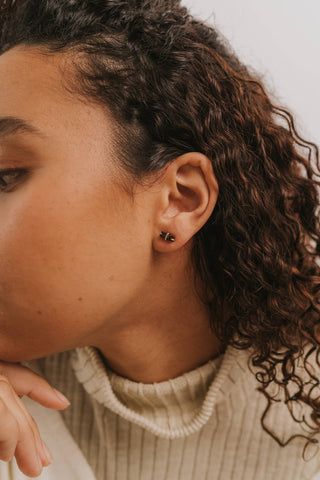 Druzy Bar - Black - Gold Earrings - Rise and Redemption