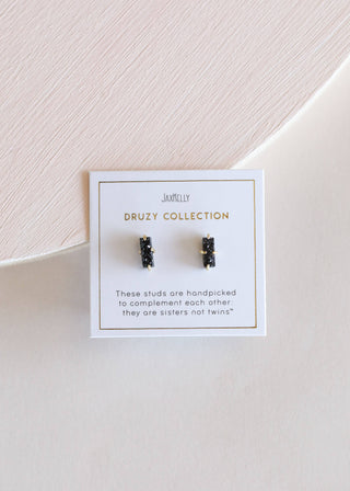 Druzy Bar - Black - Gold Earrings - Rise and Redemption