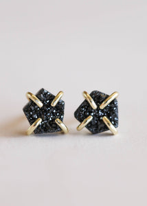 Druzy Prong - Black - Earrings - Rise and Redemption