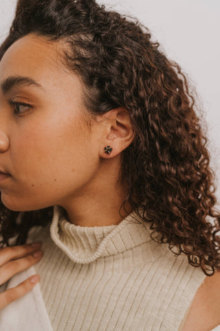 Druzy Prong - Black - Earrings - Rise and Redemption