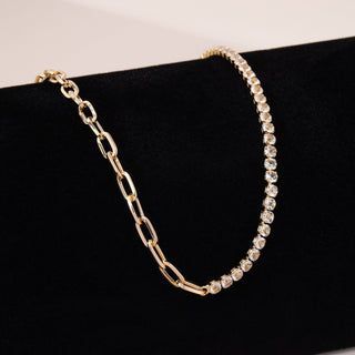 Dual Necklace - Half Rhinestones & Half Link Chain | 80N92669 - Rise and Redemption